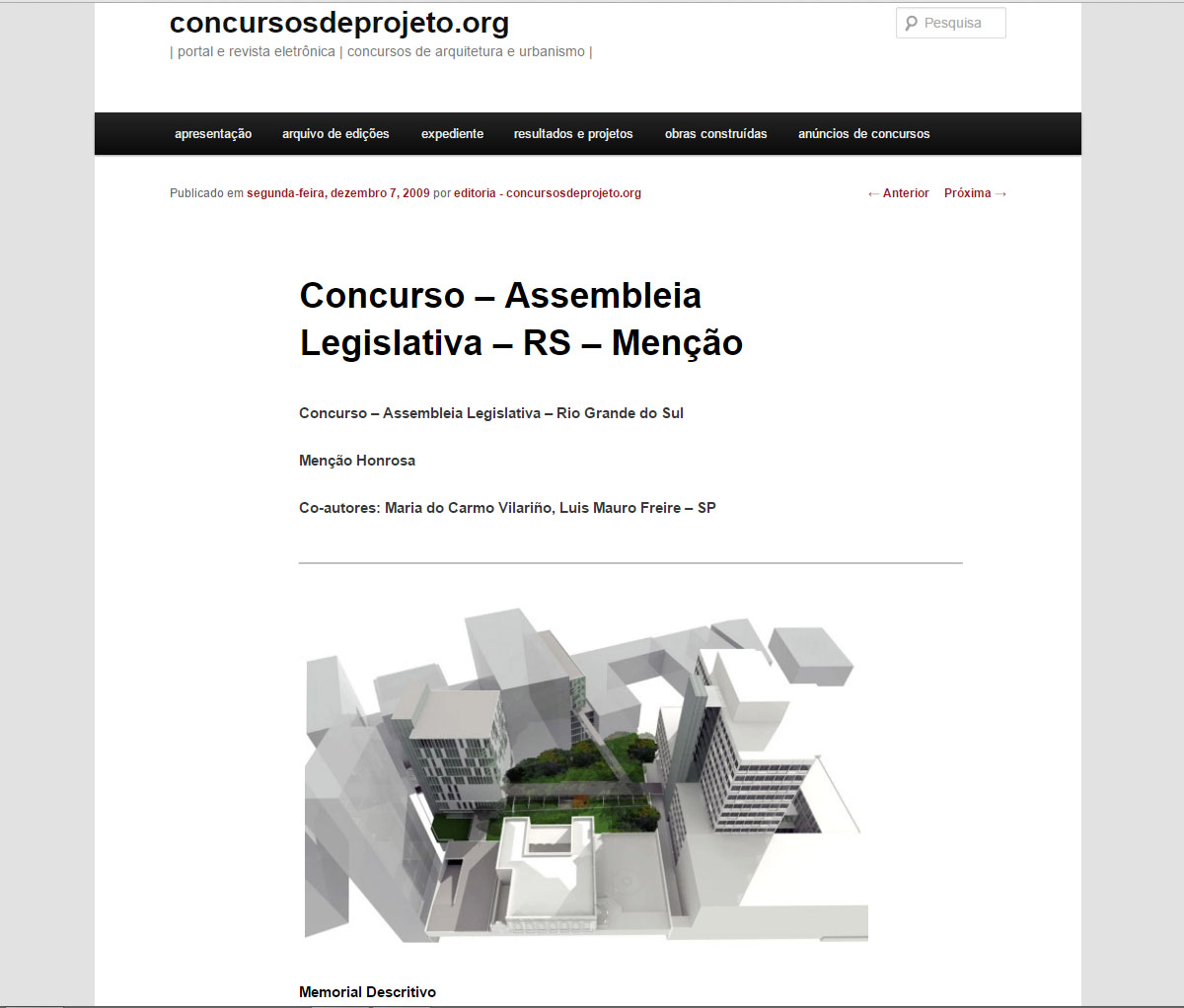 concurso de projeto assembleia RS